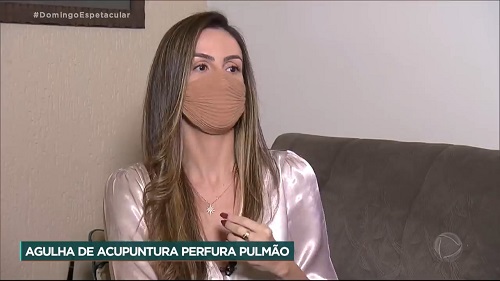 Domingo Espetacular entrevista mulher que teve o pulmão perfurado durante sessão de acupuntura em Sorriso