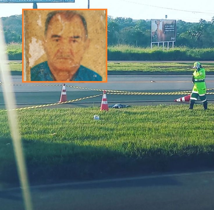 Pedestre de 80 anos morre atropelado na BR-163 em Sinop, motorista fugiu do local do acidente