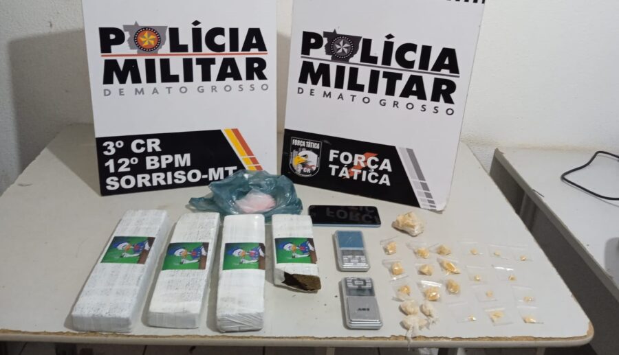 Força Tática prende dupla por tráfico e apreende quatro quilos de maconha e 177 porções de cocaína em Sorriso