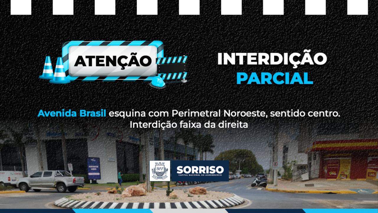 Trecho da Avenida Brasil será parcialmente interditado