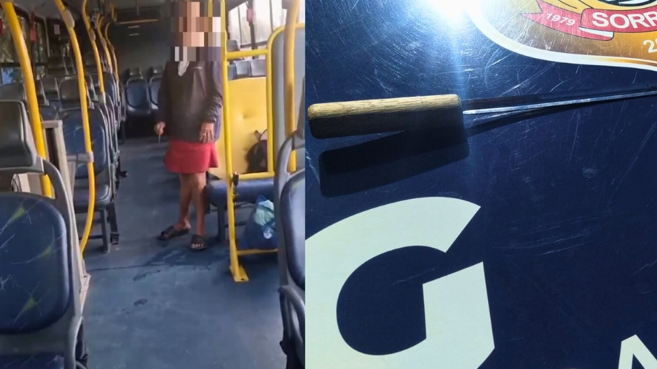 Mulher ameaça atacar passageiros com espeto dentro de ônibus em Sorriso