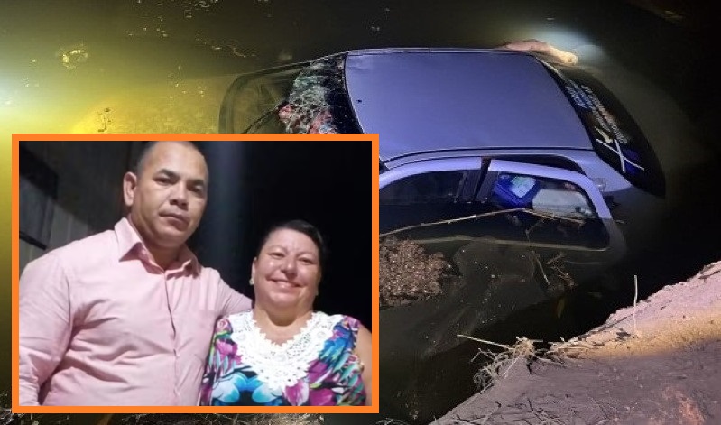 Casal de pastores morre após carro cair em rio em Mato Grosso