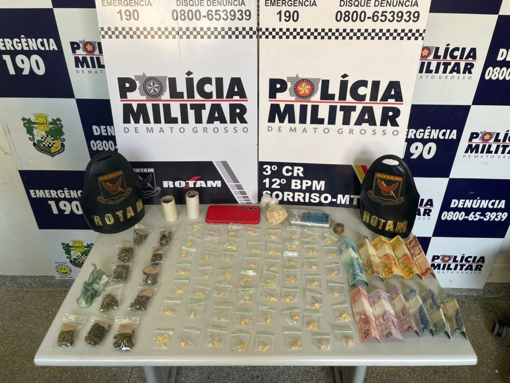 Rotam prende traficante com mais de 50 porções de drogas em Sorriso