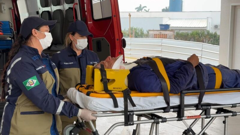 Trabalhador é socorrido após ser atingido na cabeça por guindaste em Sorriso