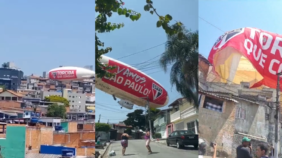 Dirigível com símbolo do São Paulo FC cai sobre casas em Osasco