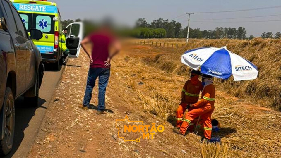 Trabalhador que sinalizava pare e siga durante obra na BR-163 é atropelado por caminhonete em Sorriso