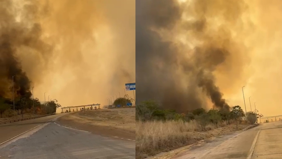 Incêndio de grandes proporções interdita BR-163 em Nova Mutum