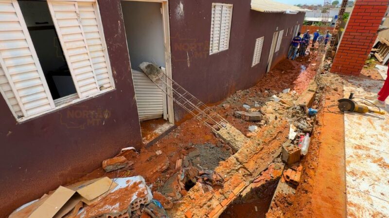 Chuva intensa causa estragos em quitinetes em Sorriso