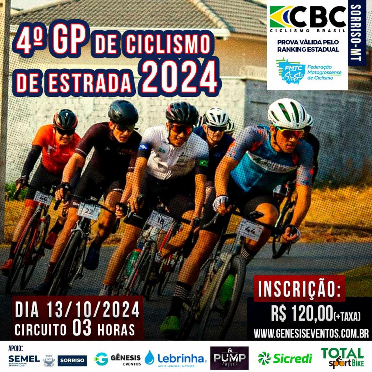 Sorriso sedia o 4º GP de Ciclismo de Estrada no próximo domingo (13)