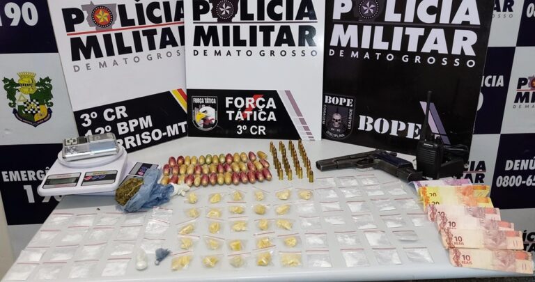 Força Tática prende jovens com 87 porções de cocaína, arma e munições em Sorriso