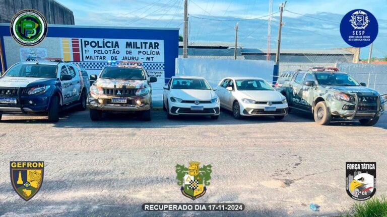 Dois carros roubados da Prefeitura de Várzea Grande são recuperados pelo Gefron