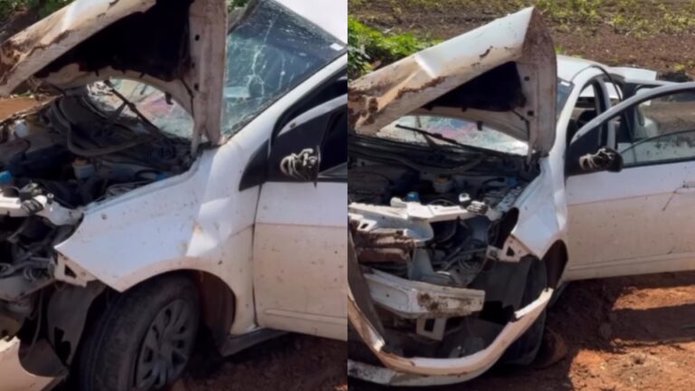 Carro capota após colisão com carreta na BR-163 em Sinop